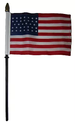 34 Star USA Linear American 4 X6  Flag Desk Set Table Wooden Stick Staff • $6.44