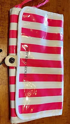 Victorias Secret Bag Hanging Jewelry Makeup Travel Pink White Striped • $9