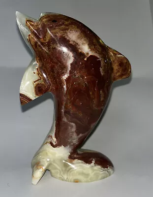 Onyx Marble Dolphin Statue Multicolored ￼6 Inch Made In Pakistan • $19.20