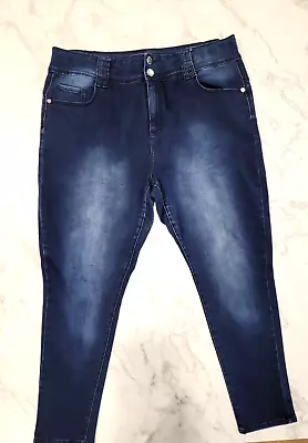 City Chic Denim Jeans 18s Asha High Rise Skinny Dark Blue Stretch Plus Size Jean • $15.40