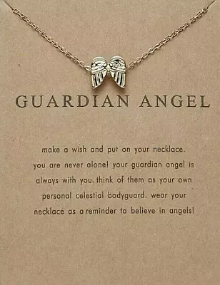 New Woman's Sentimental Guardian Angel Make A Wish Pendant Necklace With Card  • $7.50