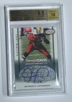 2006 Sage Platinum Level Vernon Davis Auto 2/40 BGS GEM MINT 9.5 • $30