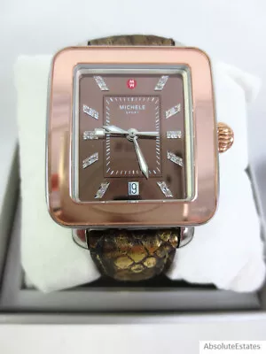 Michele Deco Sport Two Tone Rose Gold Silver Topaz Watch MWW06K000036 Refurb • $329.99