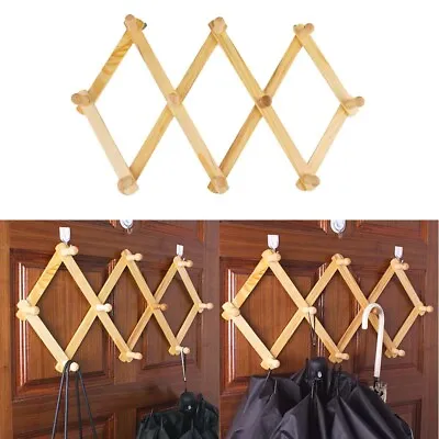 10 Peg Wall Hook Rack Childrens Kids Adjustable Coat Wooden Hall Bedroom Nursery • £8.49