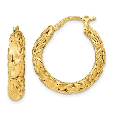 14K Yellow Gold Byzantine Hoop Earrings 1  Hoops From Italy • $599.95