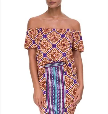 Tigerlily Size 10-12  Small - Medium Paldan Set Stretch Top Skirt Multi PrintEUC • $50