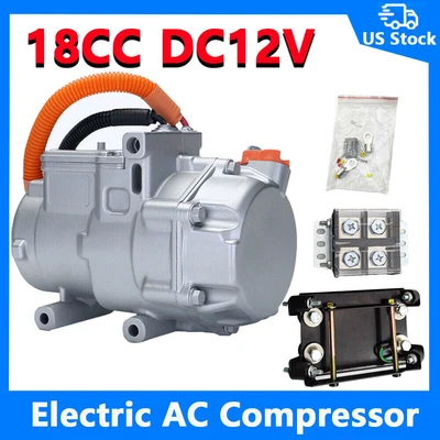 $435.87 • Buy 12V Electric AC Compressor For Auto A/C Air Conditioning Car Truck Bus Boat 18CC