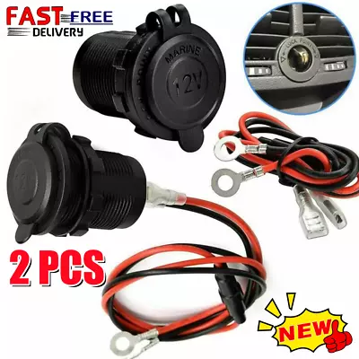 2 Pack 12V Cigarette Lighter Socket For Car Marine Motorcycle ATV RV Waterproof • £9.89