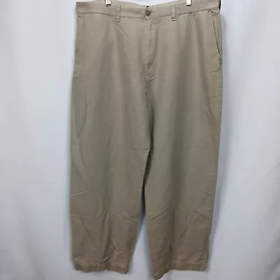 Izod Mens Tan Linen Original Fit Flat Front Chino Casual Pants 40x32 (act 40x30) • $19.80