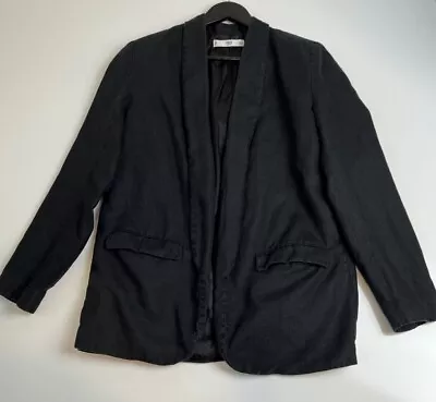 Mango MNG Women’s Casual Black Open Front  Linen Blazer Jacket Size M • $15