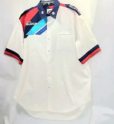 Team Suzuki Shirt Men's XL White Button Embroidered Pit Mechanic Racing • $55