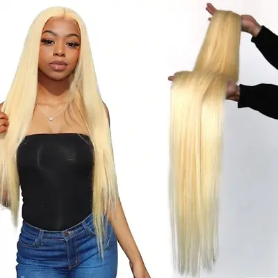 $379.69 • Buy 30Inch Honey Blonde 613 Straight Hair Weave Bundles Human Extension Hair Bundles