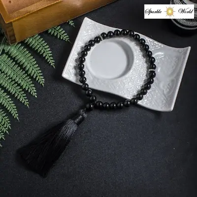 Black Onyx Stone Islamic Prayer Beads 33 Beads Tasbih Misbaha Tasbeeh Muslim • £13.99