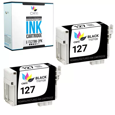 2PK Black 127 Ink Cartridge Replacement For Epson T127 Workforce Stylus NX530 • $13.74