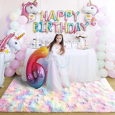 Kids Rainbow Carpet Cute Rug Gift For Kids Room Tie Dye Area Rug  4 Sizes • $23.99