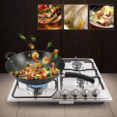 23 /34  5 Burners Stove Top Built-In Gas Propane Cooktop Cooking Stainless Steel • $139