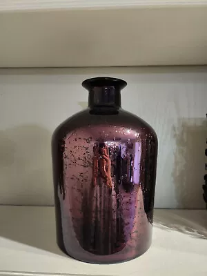 Home Essentials XL Dark Plum Glass Vase With Silver Mercury Colored Interior 12  • $45