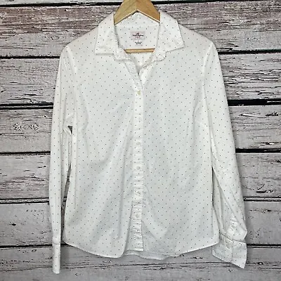 J. Crew Haberdashery White Light Gray Polka Dot Button Down Shirt Women’s Large • $25.98