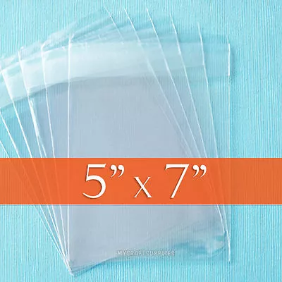 100 Cellophane Poly Bags 5 X 7 Inch Clear Cello/OPP Poly Resealable Adhesive • $7.95