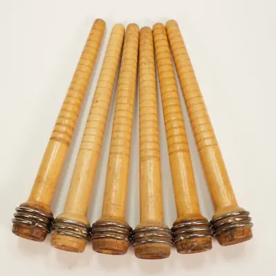 6 Vintage Wood Quills Bobbins Spools Spindles Wooden From An Industrial Mill • $11.99