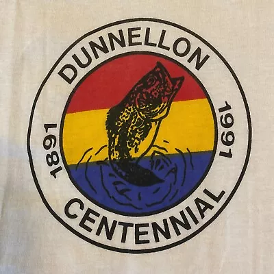 Dunnellon Centennial Shirt Mens Large White Single Stitch Vtg Florida 90s Bass  • $19.95