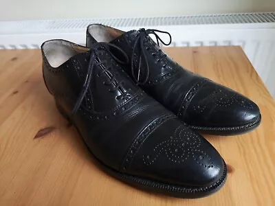 M & S Collection Black Men's Leather Brogues Lace Up Shoes  UK 9 • £12.99