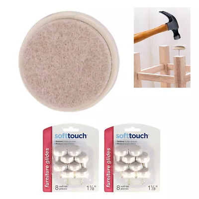 16 Glides Furniture Felt Pad Screw Nail Floor Protector Table Chair Leg Non Skid • $6.74