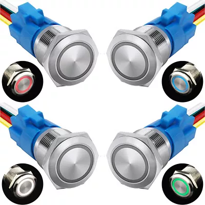 19mm 12V Momentary Push Button Switch Waterproof Led Light IP67 Stainless Steel • $13.99