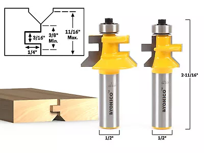 $38.95 • Buy Flooring 2 Bit Tongue And Groove V Notch Router Bit Set - 1/2  Shank - Yonico 15