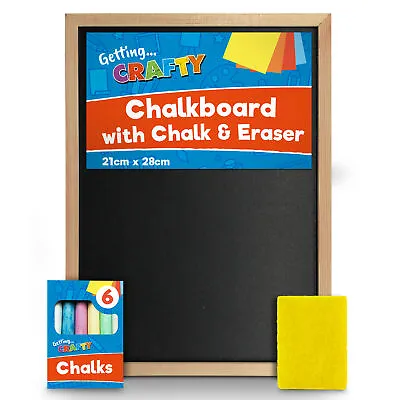 £2.99 • Buy A4 Childrens Chalkboard | Wooden Blackboard Chalk Board Eraser Kids Art Drawing