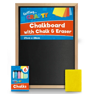 £2.99 • Buy A4 Childrens Chalkboard | Wooden Blackboard Chalk Board Eraser Kids Art Drawing