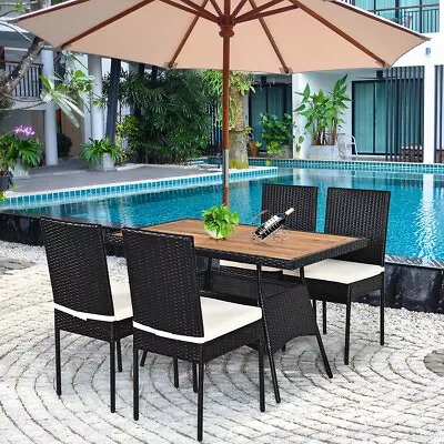 $569.95 • Buy 5PCS Outdoor Wicker Furniture Rattan Dining Chairs Table Set Patio Garden Lounge