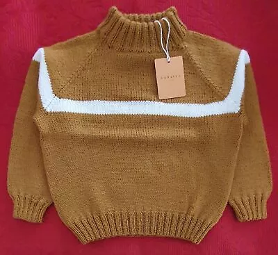 Baby Sweater Brown/White Designer Baby Clothing Fantastic Quality Merino Wool • $23.30