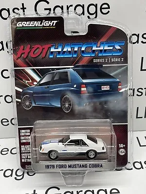 GREENLIGHT 1979 Ford Mustang Cobra White Blue Hot Hatches NEW Fox 1:64 Diecast • $12.99