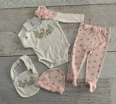 DISNEY Baby Girls Sz 3-6 Mths  Cotton BAMBI  5 Piece Set NEW WITH TAGS • $18.90