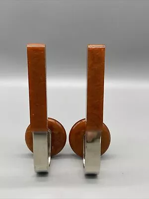£32 • Buy Art Deco Butterscotch Phenolic Catlin Bakelite Amber + Chrome Door Handles Pair