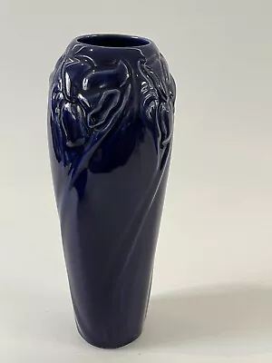 Vintage Van Briggle Pottery Daffodil Midnight Blue Signed Vase 9-1/2  Mint Cond • $72.50