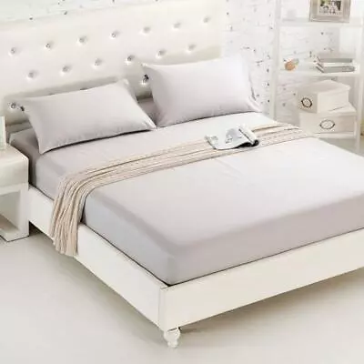 Fitted Sheet Mattress Cover Solid Color Sanding Bed Sheets With Elastic Band • $14.25