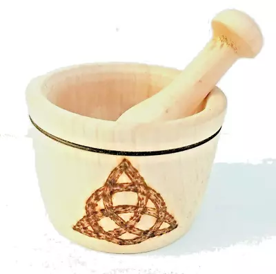 Wooden Wicca Pagan Large Mortar And Pestle Altar Decoration Witchcraft Wicca  • $30