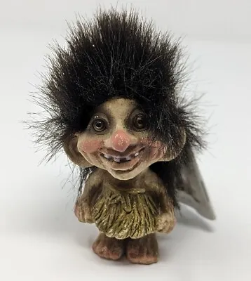 Vintage NyForm Norway Wild Hair Handmade Laughing Girl Troll Figurine With Tag • $24.95