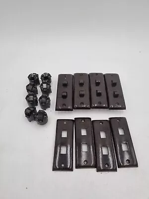 8x Vintage Bakelite Ring Grip Light Switch Covers And Switches Brown • $180