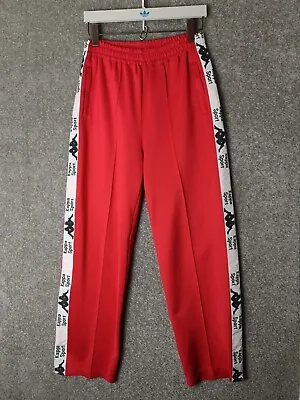 Kappa Sport Red & White Vintage Polyester Tracksuit Bottoms - Men's XS • £19.95