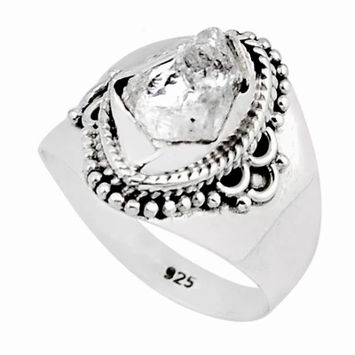 £8.99 • Buy Hand Carved 2.55cts Faceted Natural White Herkimer Diamond Ring Size 7 Y46421