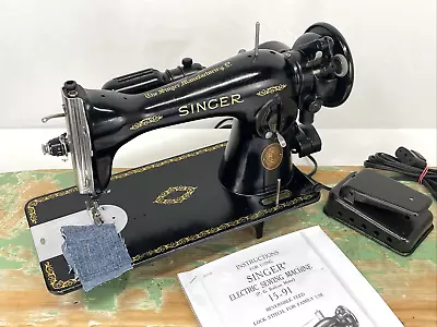 *SERVICED* Heavy Duty Vtg Singer 15-91 Sewing Machine Denim Leather Direct Drive • $349.99