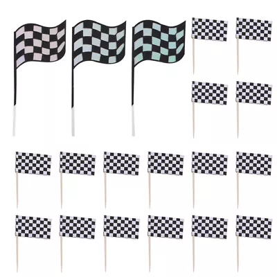 Race Flag Cake Picks Racing Car Birthday Decorations Checkered Flag Picks • £4.99