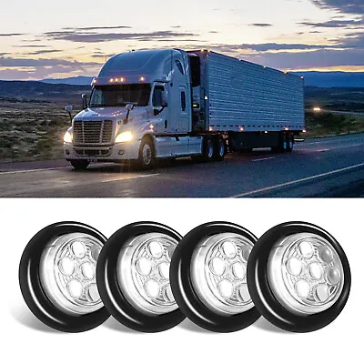 4x 2  Inch White LED Round Clearance Side Marker Backup Lights Truck Trailer 12V • $15.99