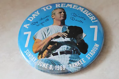 1969 Mickey Mantle Pin Day To Remember Sun June 8 1969 Yankee Stadium • $14.99