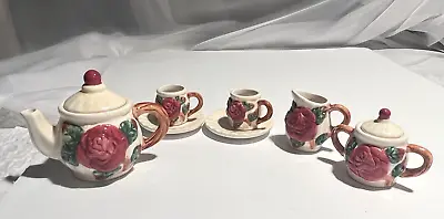 Vintage Young's Mini Tea Set 9 Piece Roses Children Tea Party • $4.95