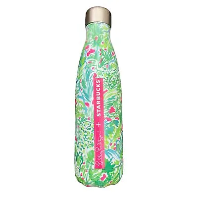 Lilly Pulitzer X Starbucks S'Well Stainless Steel Water Bottle Green Pink • £30.85