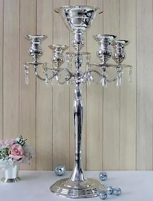 $84.99 • Buy 30 Inches Silve 5 Arm Metal Candelabra Wedding Centerpiece Floral Stand (GA,USA)